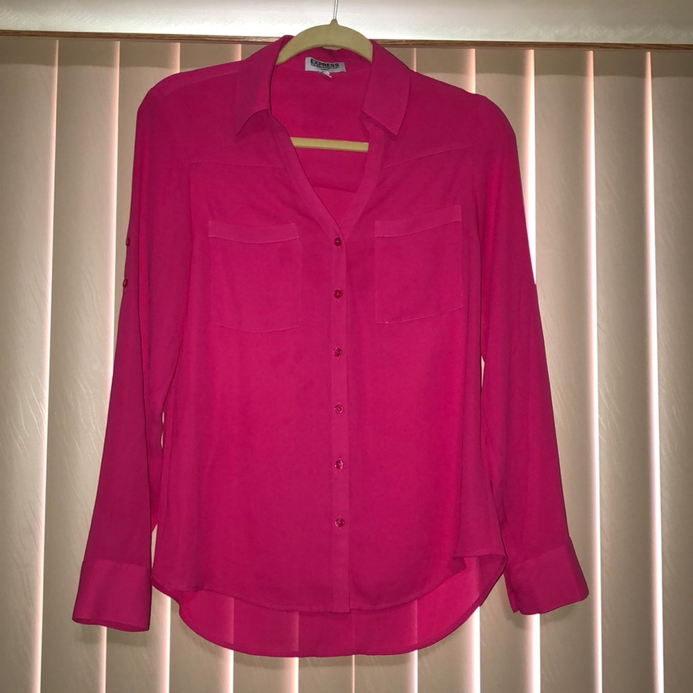 2 tops Express portofino pink top and blue top
